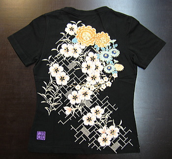 レディース和柄半袖Tシャツ 撫子に菊刺繍